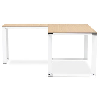 Design hoekbureau &#039;XLINE&#039; met natuurlijke houten afwerking en wit metaal (hoek naar keuze) - 160 cm