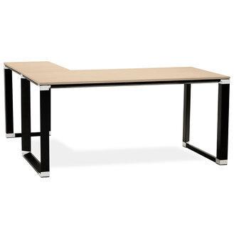 Design hoekbureau &#039;XLINE&#039; met natuurlijke houten afwerking en zwart metaal (hoek naar keuze) - 160 cm