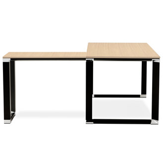 Design hoekbureau &#039;XLINE&#039; met natuurlijke houten afwerking en zwart metaal (hoek naar keuze) - 160 cm