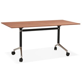 Groot opklapbaar bureau &#039;FLEXO&#039; op houten wielen. walnoot hout afwerking - 160x80 cm
