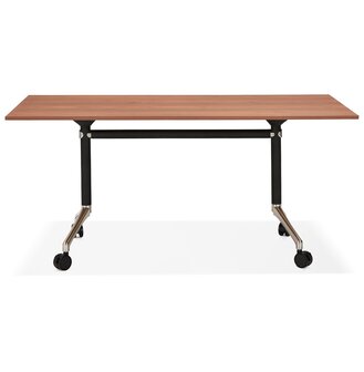 Groot opklapbaar bureau &#039;FLEXO&#039; op houten wielen. walnoot hout afwerking - 160x80 cm
