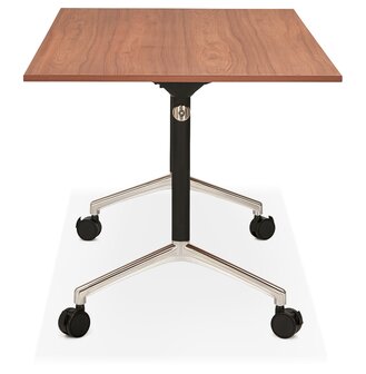 Groot opklapbaar bureau &#039;FLEXO&#039; op houten wielen. walnoot hout afwerking - 160x80 cm