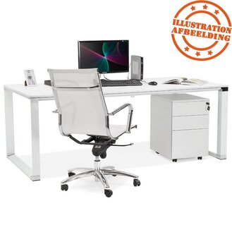 Groot recht directiebureau &#039;XLINE&#039; in wit hout - 200x100 cm