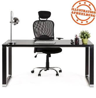 Klein recht directiebureau &#039;XLINE&#039; in zwart hout - 140x70 cm