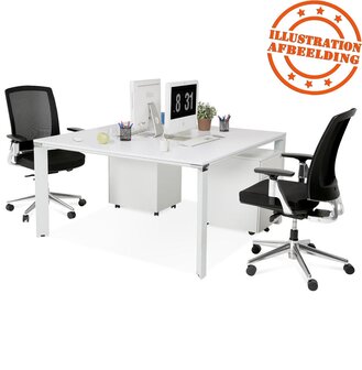 Witte vergadertafel / bench-bureau &#039;XLINE SQUARE&#039; - 160x160 cm