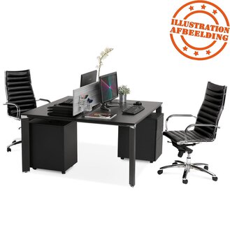 Zwarte vergadertafel / bench-bureau &#039;XLINE SQUARE&#039; - 160x160 cm