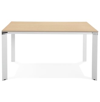 Vergadertafel / bench-bureau &#039;XLINE SQUARE&#039; met natuurlijke houten afwerking en wit metaal - 140x140 cm