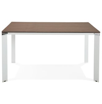 Vergadertafel / bench-bureau &#039;XLINE SQUARE&#039; met notenhouten afwerking en wit metaal - 140x140 cm