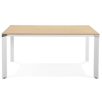 Vergadertafel / bench-bureau &#039;XLINE SQUARE&#039; in hout met natuurlijke afwerking en wit metaal - 160x160 cm
