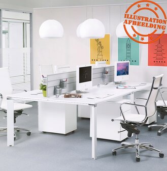 Vergadertafel / bench-bureau &#039;XLINE SQUARE&#039; met notenhouten afwerking en wit metaal - 160x160 cm