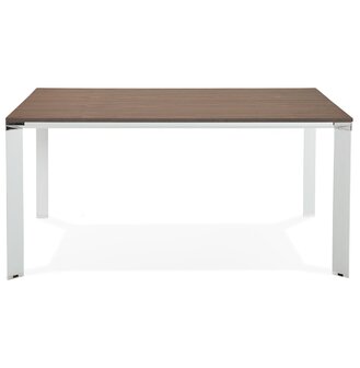 Vergadertafel / bench-bureau &#039;XLINE SQUARE&#039; met notenhouten afwerking en wit metaal - 160x160 cm