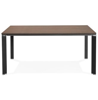Vergadertafel / bench-bureau &#039;XLINE SQUARE&#039; met notenhouten afwerking en zwart metaal - 160x160 cm