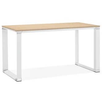 Klein recht designbureau &#039;XLINE&#039; in hout met natuurlijke afwerking en wit metaal - 140x70 cm