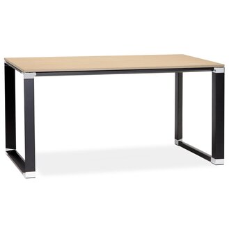 Klein recht designbureau &#039;XLINE&#039; in hout met natuurlijke afwerking en zwart metaal - 140x70 cm