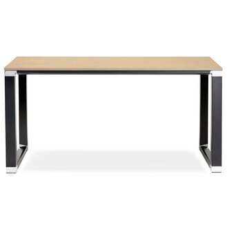 Klein recht designbureau &#039;XLINE&#039; in hout met natuurlijke afwerking en zwart metaal - 140x70 cm
