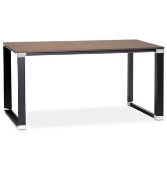 Klein recht designbureau &#039;XLINE&#039; met notenhouten afwerking en zwart metaal - 140x70 cm
