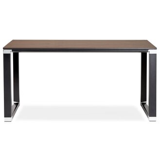 Klein recht designbureau &#039;XLINE&#039; met notenhouten afwerking en zwart metaal - 140x70 cm