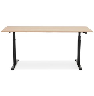 Zwarte ergonomische elektrische bureau &#039;TRONIK&#039; met blad in natuurlijke houtafwerking - 160x80 cm