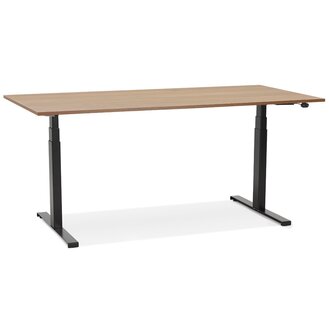 Zwarte ergonomische elektrische bureau &#039;TRONIK&#039; met blad in notenhouten afwerking - 160x80 cm