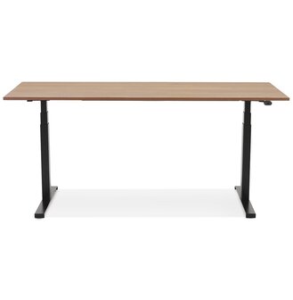 Zwarte ergonomische elektrische bureau &#039;TRONIK&#039; met blad in notenhouten afwerking - 160x80 cm
