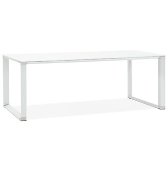 Groot recht directiebureau &#039;XLINE&#039; van wit glas - 200x100 cm