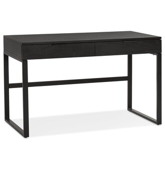 Rechte design bureau &#039;DOMINIK&#039; van hout en zwart metaal - 120x60 cm