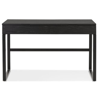 Rechte design bureau &#039;DOMINIK&#039; van hout en zwart metaal - 120x60 cm