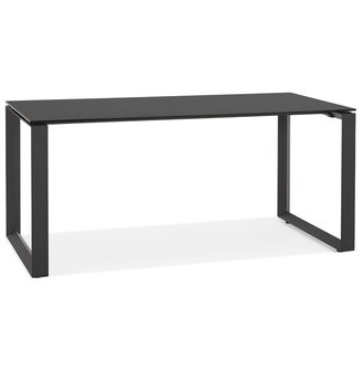 Rechte design bureau &#039;BAKUS&#039; van zwart glas en metaal - 160x80 cm