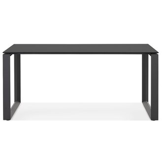 Rechte design bureau &#039;BAKUS&#039; van zwart glas en metaal - 160x80 cm