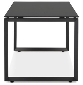 Rechte design bureau &#039;BAKUS&#039; van zwart glas en metaal - 160x80 cm