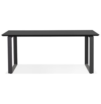 Grote rechte directiebureau &#039;GIMINI&#039; van hout en zwart metaal - 180x90 cm