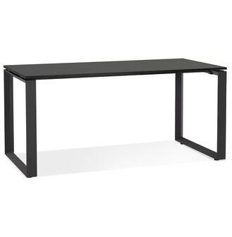 Rechte design bureau &#039;BAKUS&#039; van zwart hout en metaal - 160x80 cm