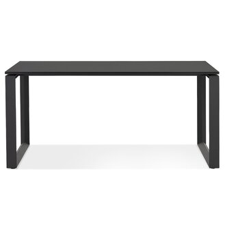 Rechte design bureau &#039;BAKUS&#039; van zwart hout en metaal - 160x80 cm