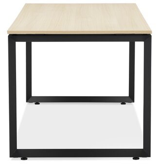 Rechte design bureau &#039;BAKUS&#039; van natuurkleurig afgewerkte hout en zwart metaal - 160x80 cm