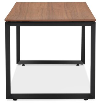Rechte design bureau &#039;BAKUS&#039; met notenhouten afwerking en zwart metaal - 160x80 cm