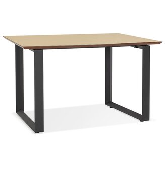 Rechte directiebureau &#039;GIMINI&#039; van natuurkleurig afgewerkte hout en zwart metaal - 130x70 cm