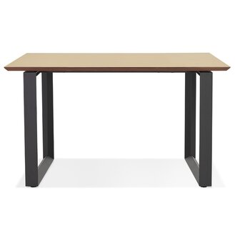 Rechte directiebureau &#039;GIMINI&#039; van natuurkleurig afgewerkte hout en zwart metaal - 130x70 cm