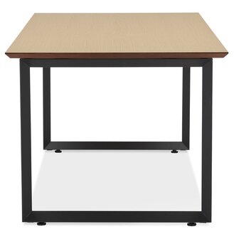 Rechte directiebureau &#039;GIMINI&#039; van natuurkleurig afgewerkte hout en zwart metaal - 130x70 cm