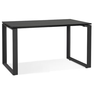 Kleine rechte design bureau &#039;BAKUS&#039; van zwart hout en metaal - 120x60 cm