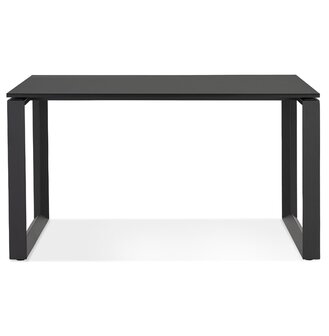 Kleine rechte design bureau &#039;BAKUS&#039; van zwart hout en metaal - 120x60 cm
