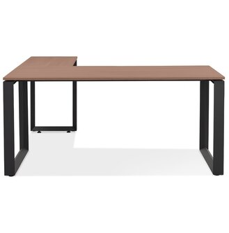 Design hoekbureau &#039;BAKUS&#039; met notenhouten afwerking en zwart metaal - 160 cm