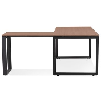 Design hoekbureau &#039;BAKUS&#039; met notenhouten afwerking en zwart metaal - 160 cm