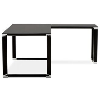 Groot hoekbureau van zwart glas &#039;XLINE&#039; (hoek naar keuze) - 200 cm