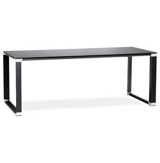 Groot recht directiebureau &#039;XLINE&#039; van zwart glas - 200x100 cm