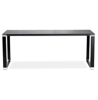 Groot recht directiebureau &#039;XLINE&#039; van zwart glas - 200x100 cm