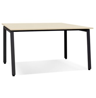 Vergadertafel/benchbureau &#039;AMADEUS SQUARE&#039; van natuurlijk afgewerkt hout en zwart metaal - 140x140 cm