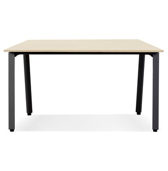 Vergadertafel/benchbureau &#039;AMADEUS SQUARE&#039; van natuurlijk afgewerkt hout en zwart metaal - 140x140 cm