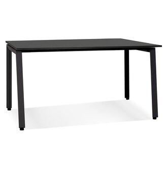 Rechte design bureau &#039;AMADEUS&#039; van hout en zwart metaal - 160x80 cm