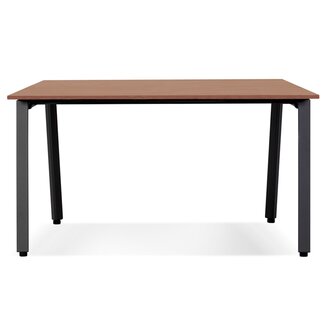 Rechte design bureau &#039;AMADEUS&#039; van hout met notenhoutafwerking en zwart metaal - 160x80 cm