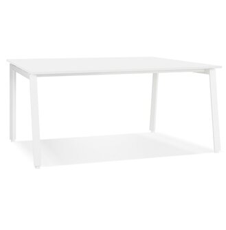 Rechte design bureau &#039;AMADEUS&#039; van hout en wit metaal - 160x80 cm